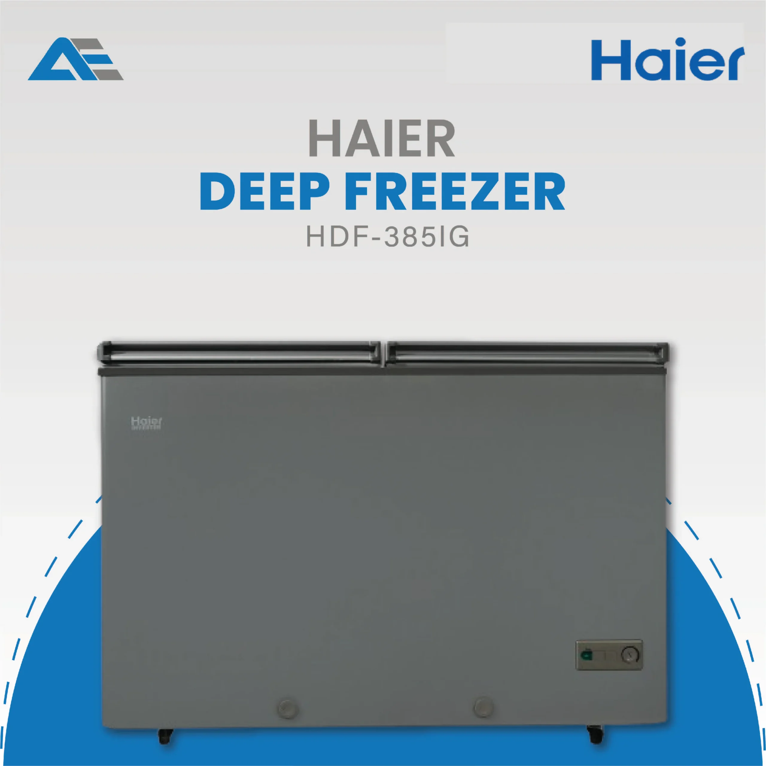 Haier HDF-385 IG inverter deep freezer in metallic grey finish