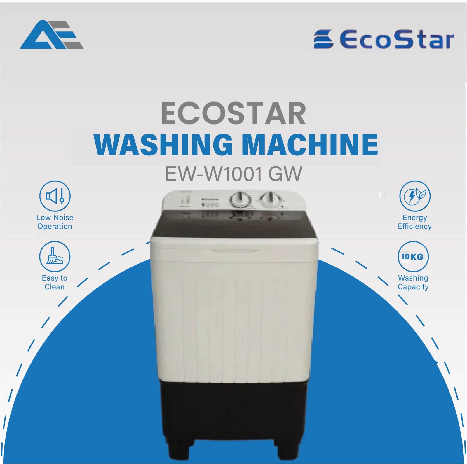 Ecostar Washing Machine EW-W1001 GW - WASHER