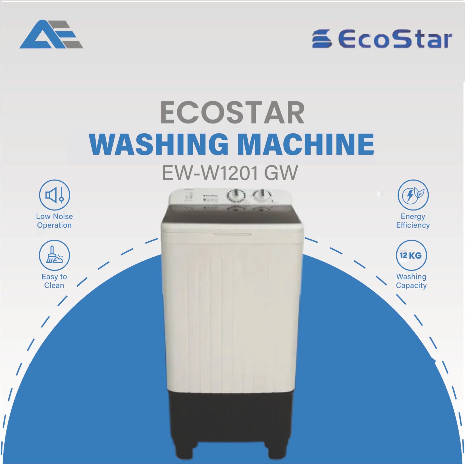 Ecostar Washing Machine EW-W1201 GW - WASHER
