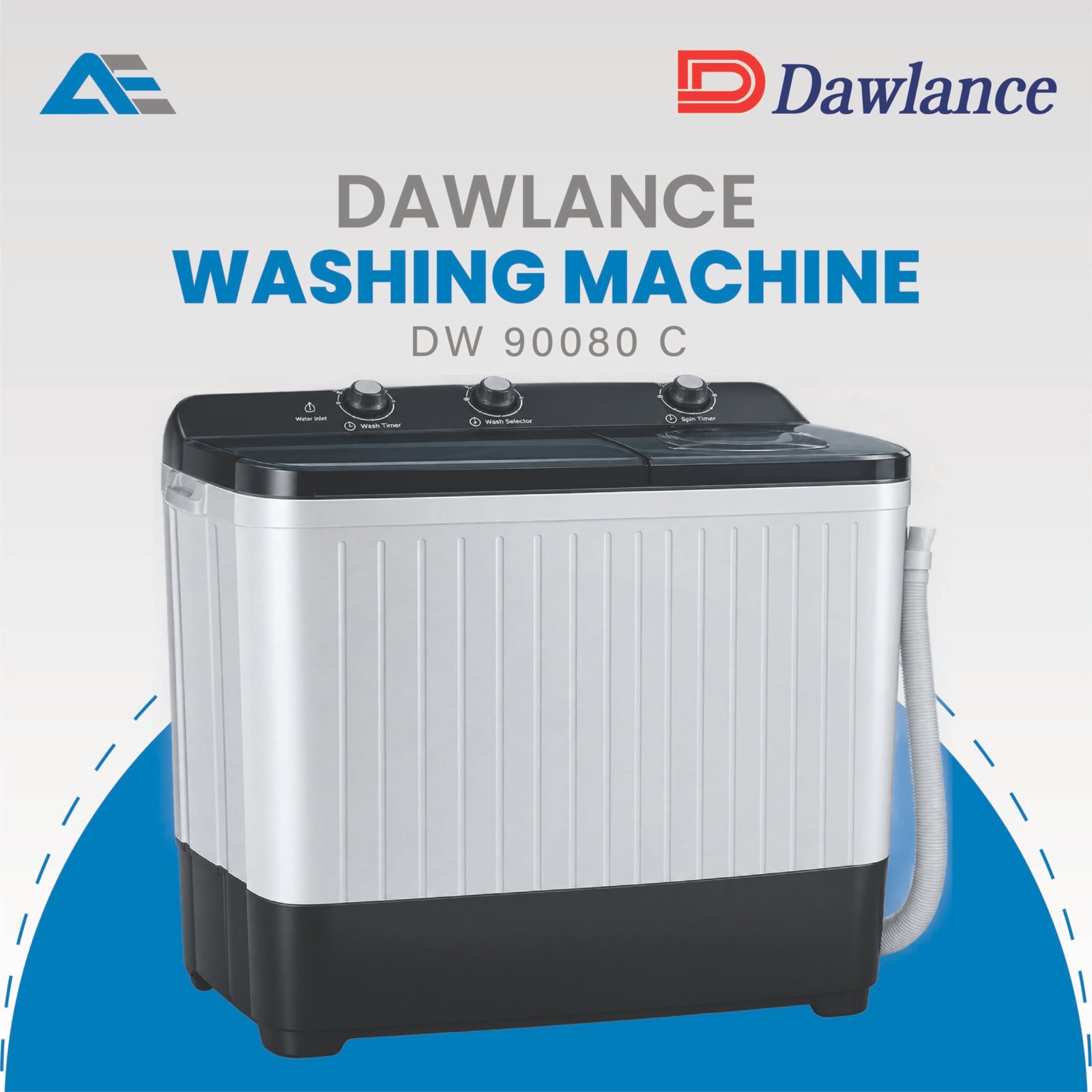 Dawlance DW 90080 twin tub washer with black opaque lid – Ahsan Electronics